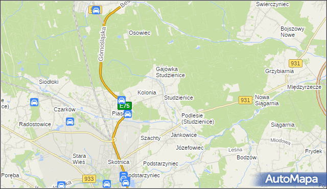 mapa Studzienice gmina Pszczyna, Studzienice gmina Pszczyna na mapie Targeo