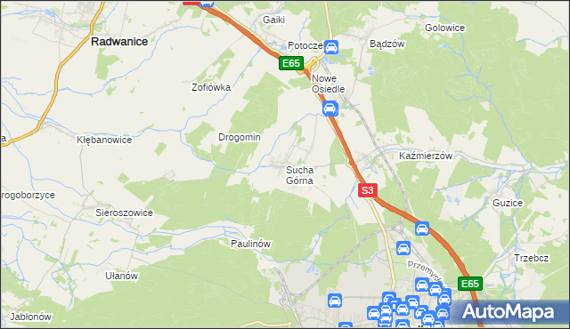 mapa Sucha Górna, Sucha Górna na mapie Targeo