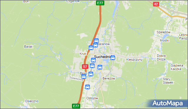 mapa Suchedniów, Suchedniów na mapie Targeo