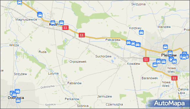 mapa Suchorzew, Suchorzew na mapie Targeo