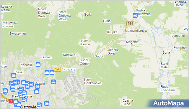 mapa Sudół gmina Bodzechów, Sudół gmina Bodzechów na mapie Targeo