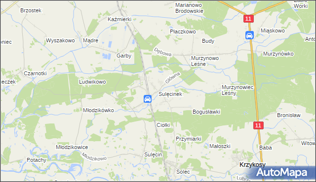 mapa Sulęcinek, Sulęcinek na mapie Targeo