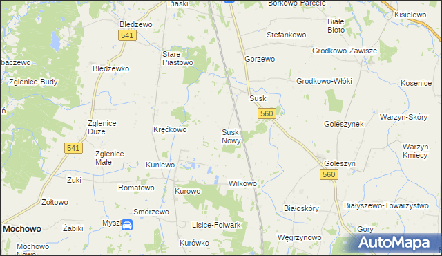 mapa Susk Nowy gmina Sierpc, Susk Nowy gmina Sierpc na mapie Targeo