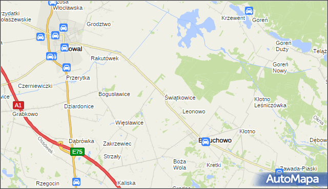 mapa Świątkowice gmina Baruchowo, Świątkowice gmina Baruchowo na mapie Targeo