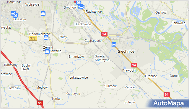 mapa Święta Katarzyna gmina Siechnice, Święta Katarzyna gmina Siechnice na mapie Targeo