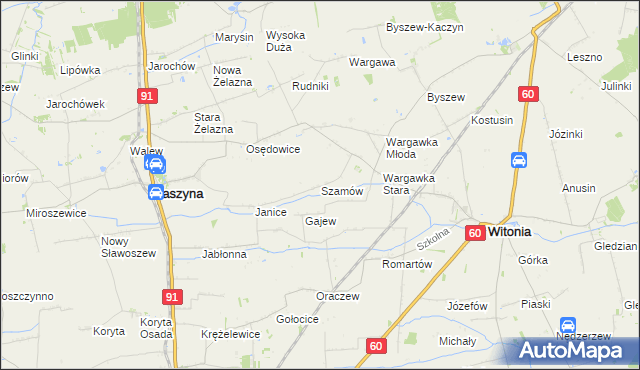 mapa Szamów, Szamów na mapie Targeo