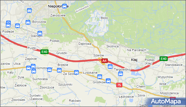 mapa Szarów gmina Kłaj, Szarów gmina Kłaj na mapie Targeo