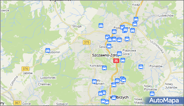 mapa Szczawno-Zdrój, Szczawno-Zdrój na mapie Targeo