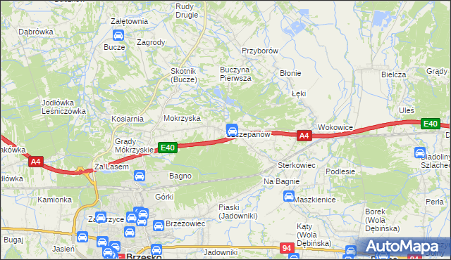 mapa Szczepanów gmina Brzesko, Szczepanów gmina Brzesko na mapie Targeo