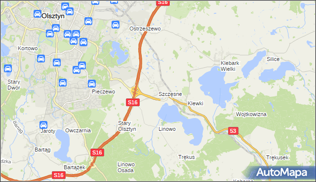 mapa Szczęsne gmina Purda, Szczęsne gmina Purda na mapie Targeo