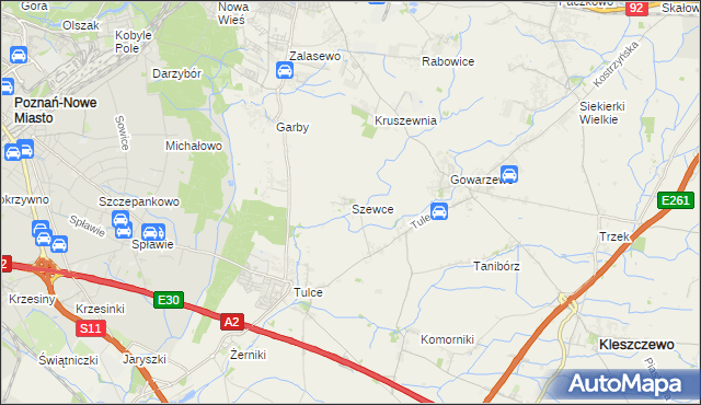 mapa Szewce gmina Kleszczewo, Szewce gmina Kleszczewo na mapie Targeo