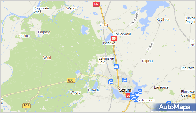 mapa Sztumskie Pole, Sztumskie Pole na mapie Targeo