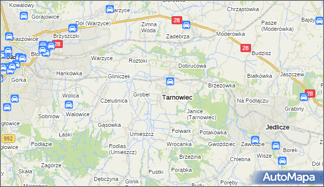 mapa Tarnowiec powiat jasielski, Tarnowiec powiat jasielski na mapie Targeo