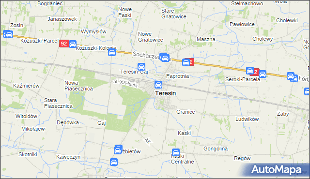 mapa Teresin powiat sochaczewski, Teresin powiat sochaczewski na mapie Targeo