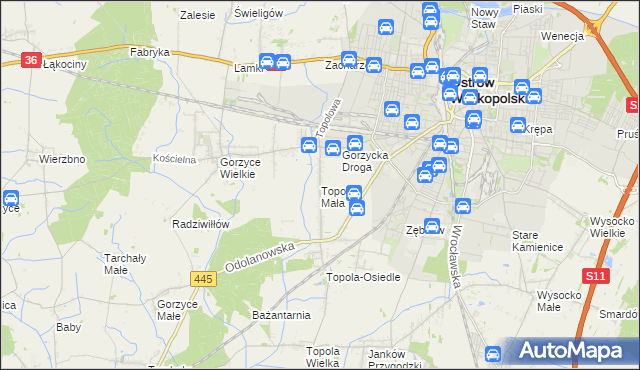 mapa Topola Mała, Topola Mała na mapie Targeo