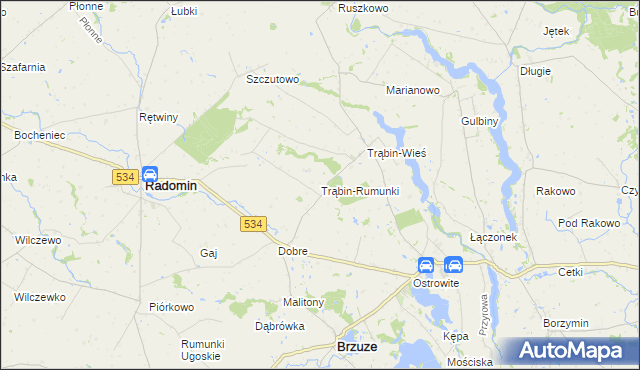 mapa Trąbin-Rumunki, Trąbin-Rumunki na mapie Targeo