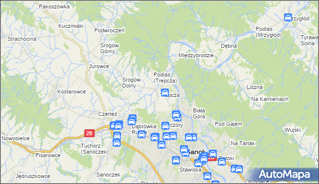 mapa Trepcza, Trepcza na mapie Targeo