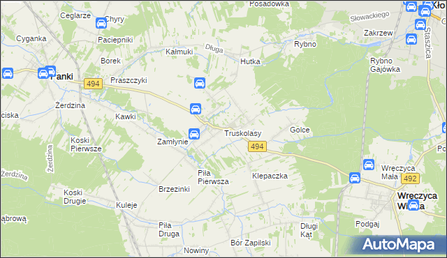 mapa Truskolasy gmina Wręczyca Wielka, Truskolasy gmina Wręczyca Wielka na mapie Targeo