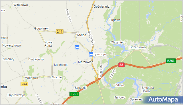 mapa Tryszczyn, Tryszczyn na mapie Targeo