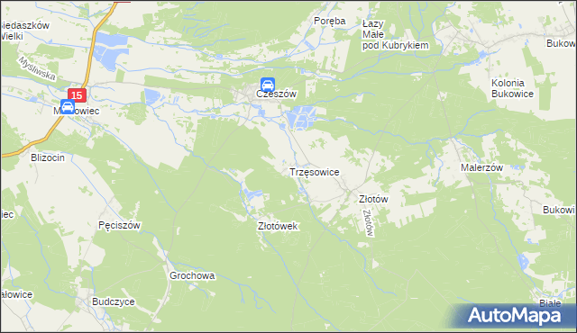 mapa Trzęsowice, Trzęsowice na mapie Targeo