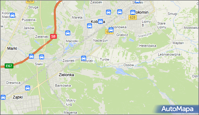 mapa Turów gmina Wołomin, Turów gmina Wołomin na mapie Targeo