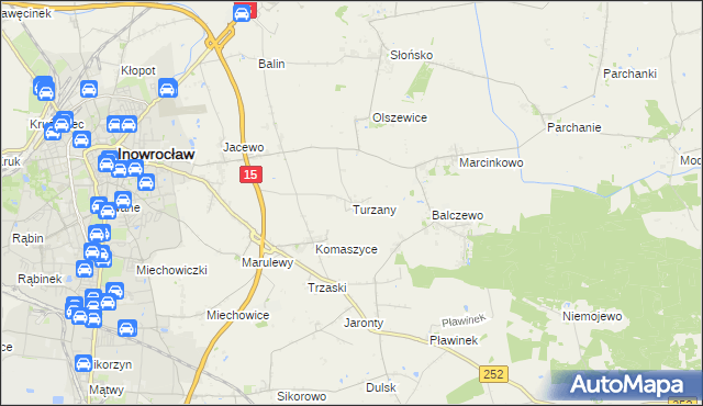 mapa Turzany gmina Inowrocław, Turzany gmina Inowrocław na mapie Targeo
