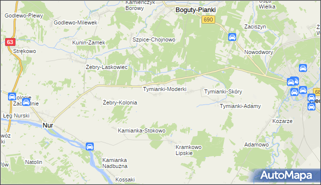 mapa Tymianki-Okunie, Tymianki-Okunie na mapie Targeo