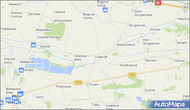 mapa Urzecze gmina Zduny, Urzecze gmina Zduny na mapie Targeo
