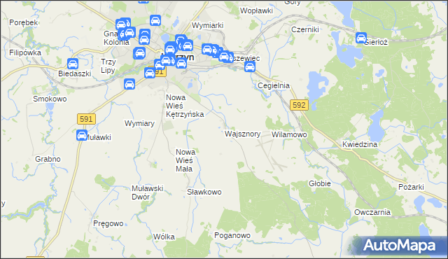 mapa Wajsznory, Wajsznory na mapie Targeo