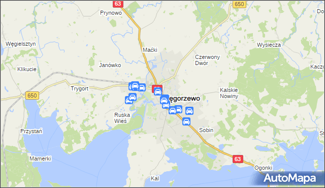mapa Węgorzewo, Węgorzewo na mapie Targeo