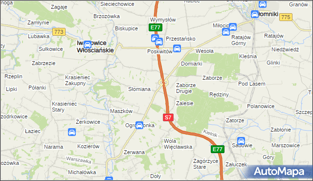 mapa Widoma gmina Iwanowice, Widoma gmina Iwanowice na mapie Targeo