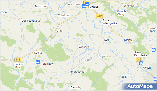 mapa Wieczyn, Wieczyn na mapie Targeo