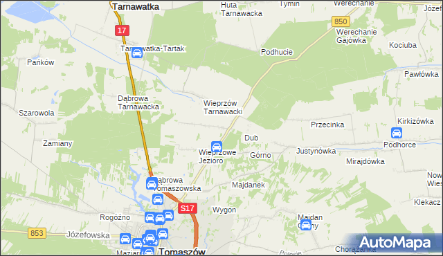 mapa Wieprzów Ordynacki, Wieprzów Ordynacki na mapie Targeo