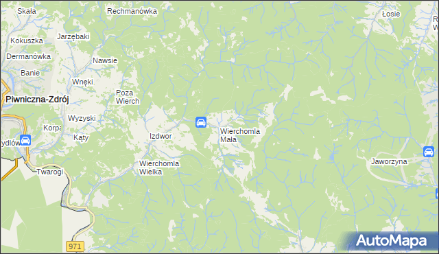 mapa Wierchomla Mała, Wierchomla Mała na mapie Targeo