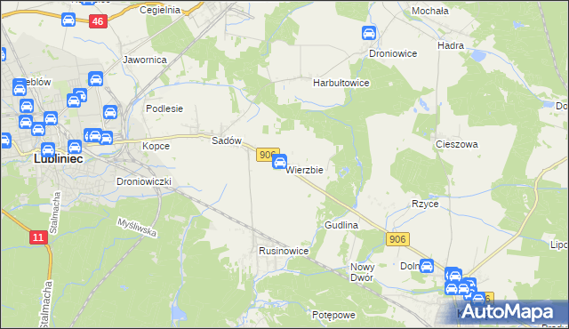 mapa Wierzbie gmina Koszęcin, Wierzbie gmina Koszęcin na mapie Targeo