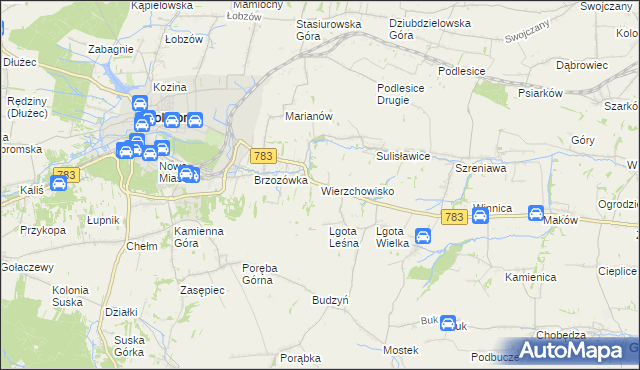 mapa Wierzchowisko gmina Wolbrom, Wierzchowisko gmina Wolbrom na mapie Targeo