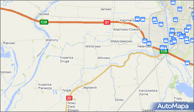 mapa Wikrowo gmina Gronowo Elbląskie, Wikrowo gmina Gronowo Elbląskie na mapie Targeo
