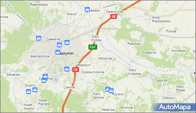 mapa Wiktorów gmina Radzymin, Wiktorów gmina Radzymin na mapie Targeo