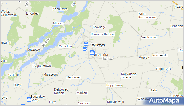 mapa Wilczogóra gmina Wilczyn, Wilczogóra gmina Wilczyn na mapie Targeo