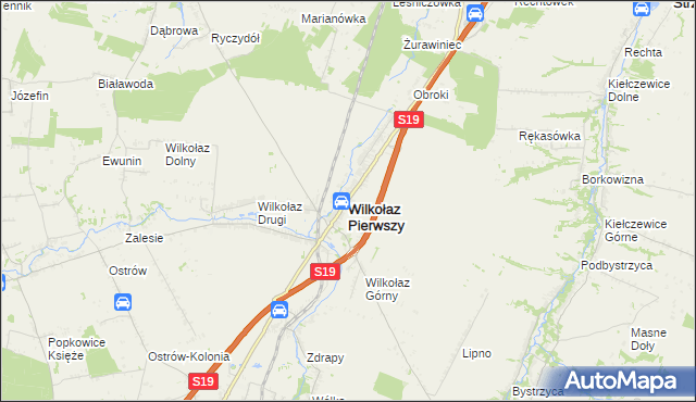 mapa Wilkołaz Pierwszy, Wilkołaz Pierwszy na mapie Targeo