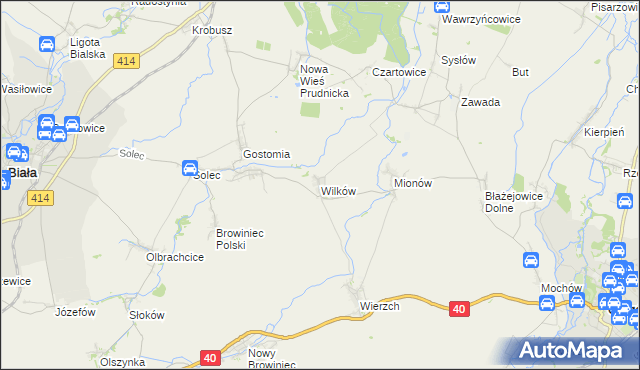 mapa Wilków gmina Biała, Wilków gmina Biała na mapie Targeo