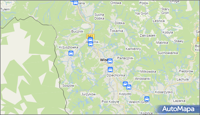 mapa Wisła, Wisła na mapie Targeo
