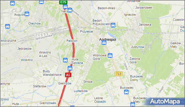 mapa Wiśniowa Góra, Wiśniowa Góra na mapie Targeo