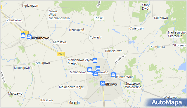 mapa Witkówko, Witkówko na mapie Targeo