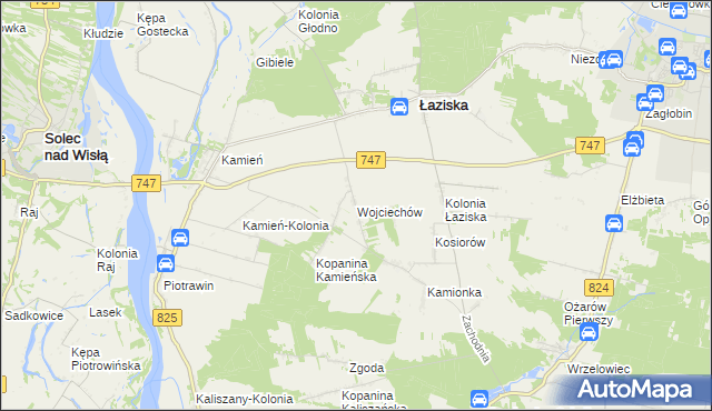 mapa Wojciechów gmina Łaziska, Wojciechów gmina Łaziska na mapie Targeo