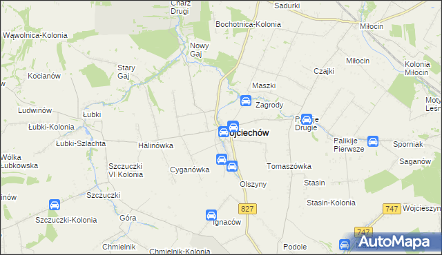 mapa Wojciechów powiat lubelski, Wojciechów powiat lubelski na mapie Targeo