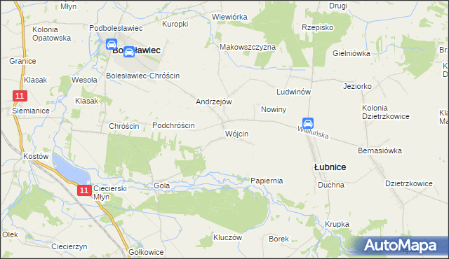 mapa Wójcin gmina Łubnice, Wójcin gmina Łubnice na mapie Targeo