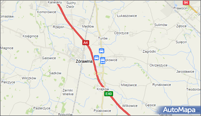 mapa Wojkowice gmina Żórawina, Wojkowice gmina Żórawina na mapie Targeo