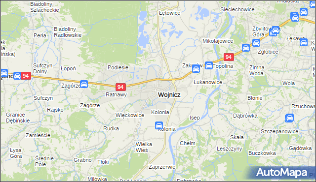 mapa Wojnicz, Wojnicz na mapie Targeo