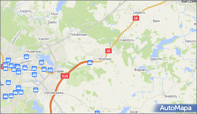 mapa Wójtowo gmina Barczewo, Wójtowo gmina Barczewo na mapie Targeo